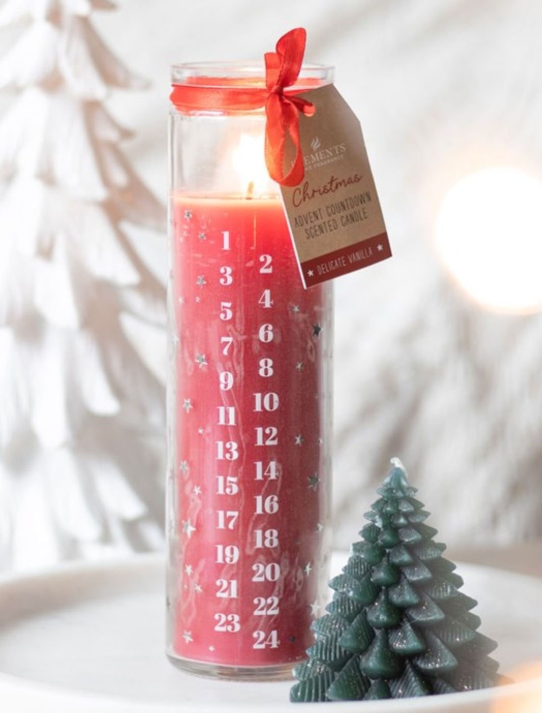 Red Vanilla-Scented Advent Candle Tube