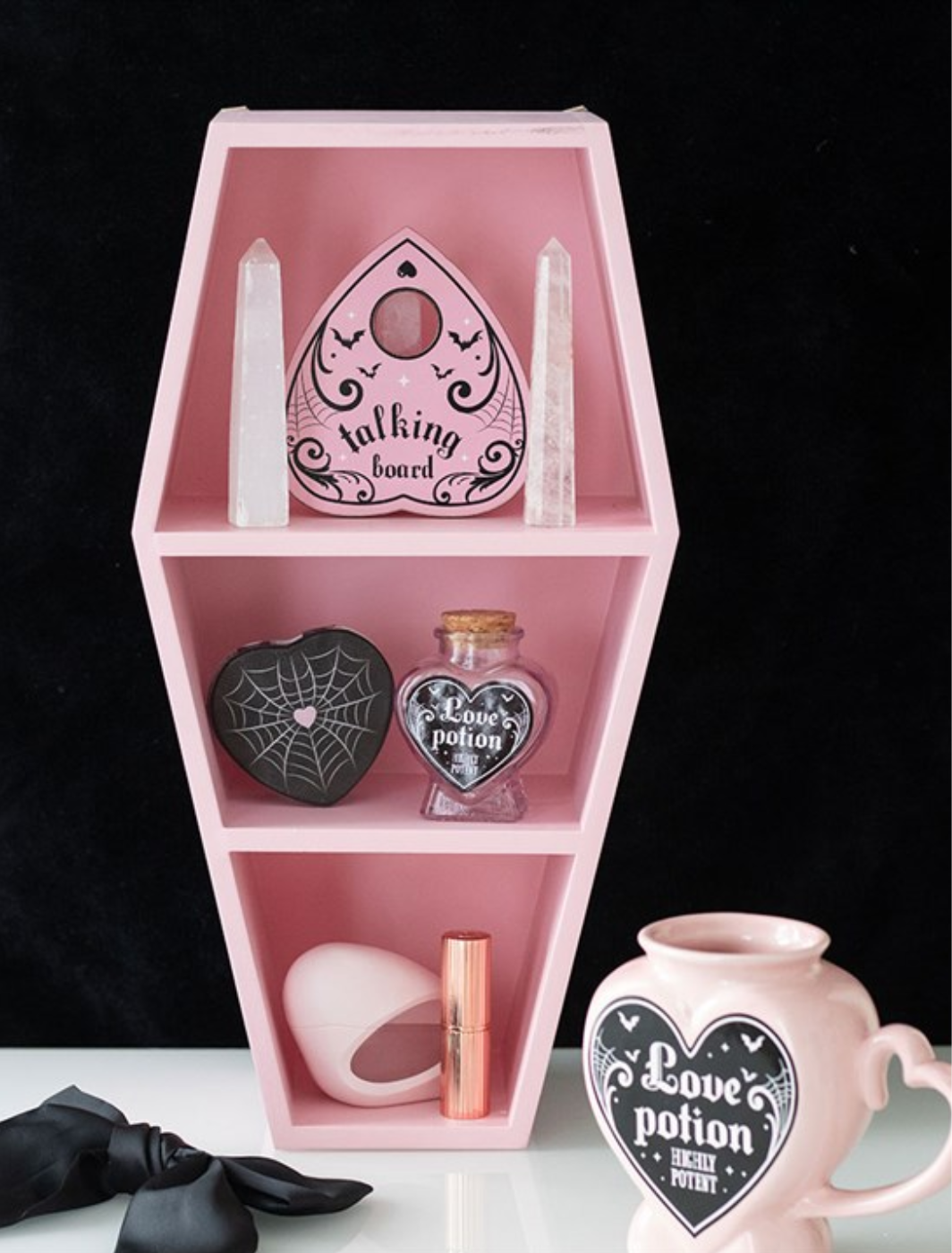 Pastel Pink Coffin Wall Shelf