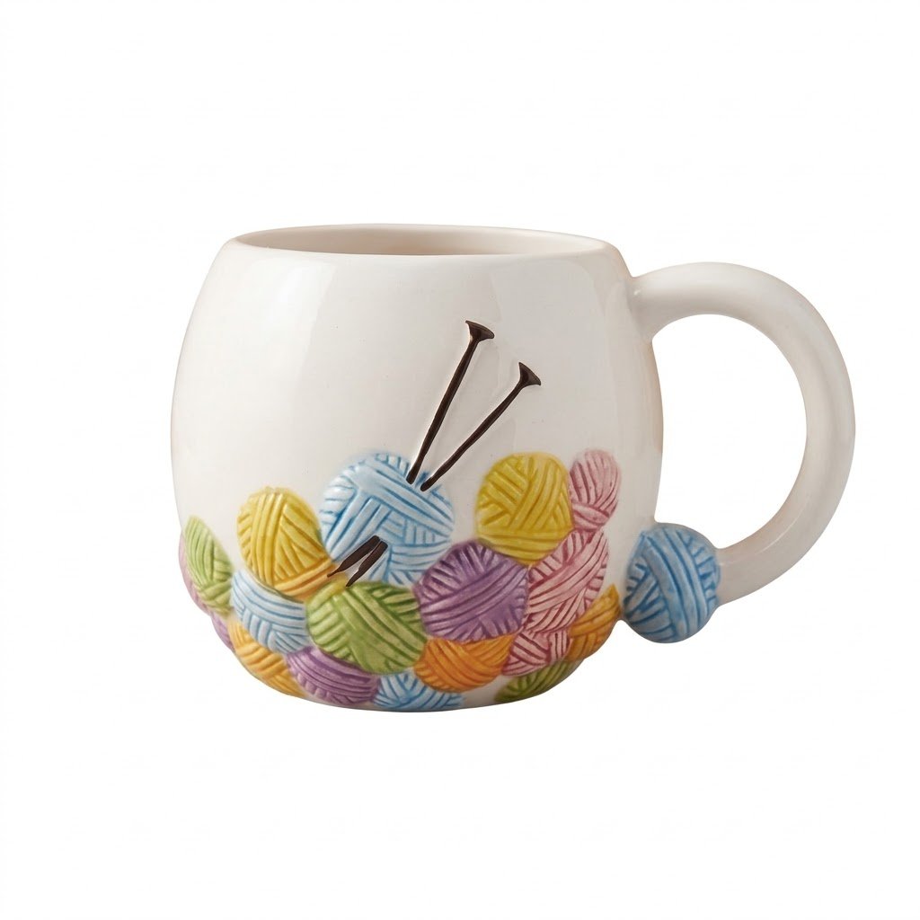 Novelty Knitting Mug – Ceramic Tea & Coffee Cup, 500ml Knitting Gift